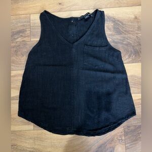 HYFVE Linen Blend Button Down Tank, Black, Women’s Size Small